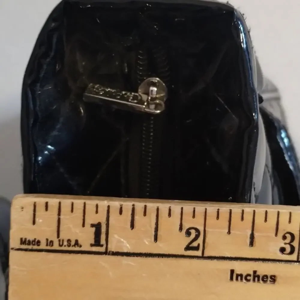 Caboodle Black PU Quilted Patent Puffer Makeup Storage Vacation Bag Satchel